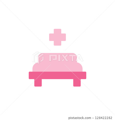 Medical Icon Representing A Hospital Bed With Cross Symbol For Health Care And Patient Support Facilities Medical Icon Representing A Hospital Bed With Cross Symbol For Health Care And Patient Support Facilities 128422282