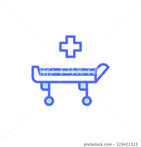 Medical Icon of a Hospital Bed with Cross Symbol Representing Emergency Care and Patient Treatment in Healthcare Facilities Medical Icon of a Hospital Bed with Cross Symbol Representing Emergency Care and Patient Treatment in Healthcare Facilities 128422323