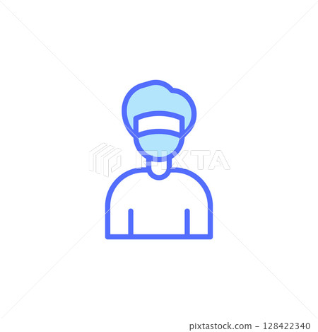 Medical Icon Depicting Professional with Facial Mask Representing Healthcare Services and Patient Care in Modern Medical Environment Medical Icon Depicting Professional with Facial Mask Representing Healthcare Services and Patient Care in Modern Medical Environment 128422340