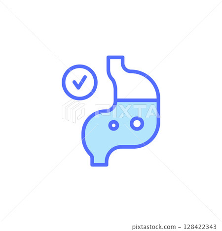Stomach Health Check Icon Representing Digestion Wellness and Nutritional Care in Medical Imagery Stomach Health Check Icon Representing Digestion Wellness and Nutritional Care in Medical Imagery 128422343