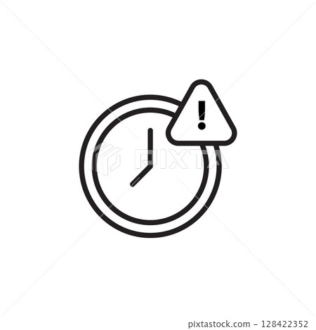 Medical Alert Icon Featuring Clock and Warning Symbol Indicating Time Sensitive Health Notifications or Emergency Response Management 128422352
