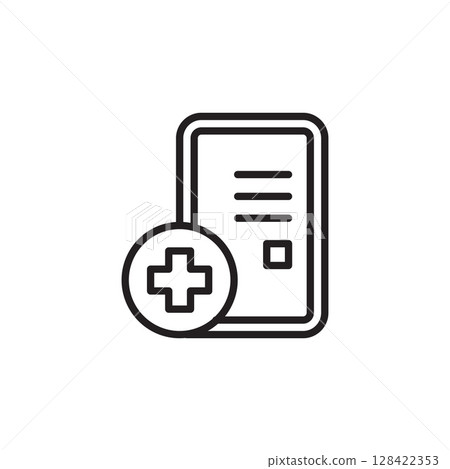 Minimalist Medical Icon Representing Health Records and Documentation in a Digital Format Minimalist Medical Icon Representing Health Records and Documentation in a Digital Format 128422353