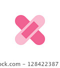 Medical Icon of Pink Bandage Representing Health Care and First Aid Treatment for Wound Protection and Injury Recovery 128422387
