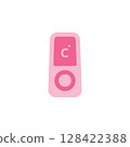 Digital Medical Temperature Monitoring Icon in Pink Color Showing Accurate Measurement for Health and Wellness Applications 128422388