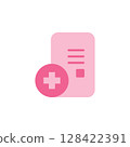Medical Icon Document with Plus Sign Symbolizing Patient Care and Health Diagnosis 128422391