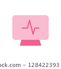 Medical Icon of a Heartbeat Display on a Digital Monitor Representing Health Monitoring and Care Technology 128422393