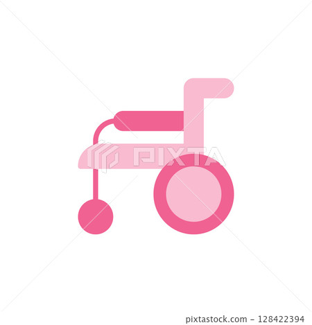 Medical Icon of a Pink Wheelchair Symbolizing Accessibility and Mobility for Individuals with Disabilities 128422394