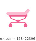 Simple Pink Medical Examination Table Icon for Healthcare Symbols and Patient Treatment in a Modern Facility Setting 128422396