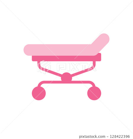 Simple Pink Medical Examination Table Icon for Healthcare Symbols and Patient Treatment in a Modern Facility Setting 128422396