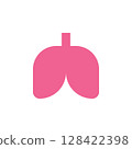 Pink Lungs Icon Representing Human Anatomy and Respiratory System in Medical and Health Context 128422398