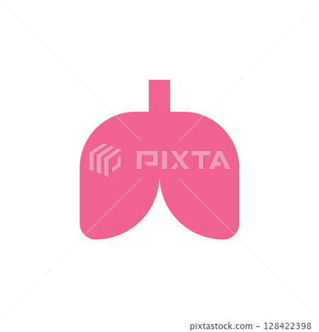 Pink Lungs Icon Representing Human Anatomy and Respiratory System in Medical and Health Context 128422398