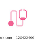 Stylized Medical Icon of a Stethoscope in Soft Pink Colors Representing Healthcare and Wellness Themes 128422400
