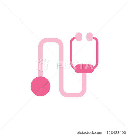 Stylized Medical Icon of a Stethoscope in Soft Pink Colors Representing Healthcare and Wellness Themes 128422400