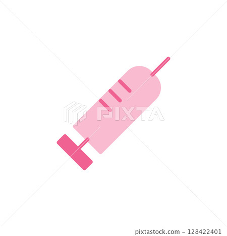 Pink Medical Syringe Icon Representing Vaccination and Health Care in Modern Medical Context Pink Medical Syringe Icon Representing Vaccination and Health Care in Modern Medical Context 128422401