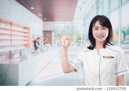 Young female staff working at a cosmetics store Young female staff working at a cosmetics store 128422708