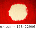 Red background with a white round area for text 128422906