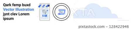 Devices with shopping cart icon, Buy button, and cloud storage. Ideal for e-commerce, online shopping, cloud storage, digital marketing, mobile apps, tech services, and web interfaces. Landing page Devices with shopping cart icon, Buy button, and cloud storage. Ideal for e-commerce, online shopping, cloud storage, digital marketing, mobile apps, tech services, and web interfaces. Landing page 128422946