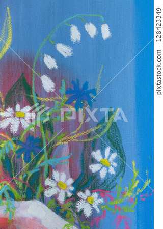 Beautiful pastel fragments of a floral painting showcasing vibrant colors and delicate blooms Beautiful pastel fragments of a floral painting showcasing vibrant colors and delicate blooms 128423349