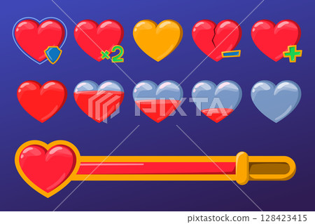 Health level for mobile app game set 128423415