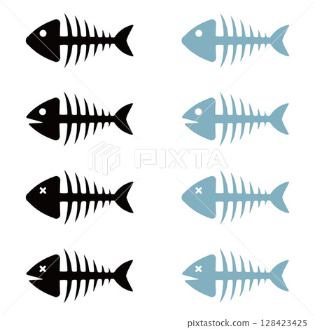 Fish bone icon set 128423425