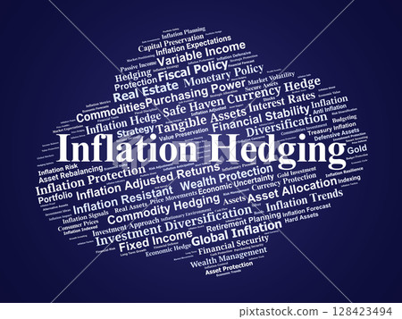 Inflation Hedging Word Cloud. Key Strategies for Asset Protection and Value Preservation 128423494