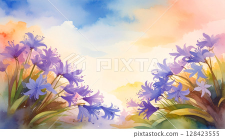 Agapanthus watercolor illustration 128423555