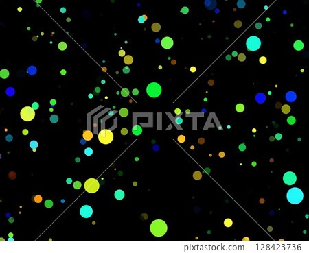彩色彩虹粒子在黑色背景上閃耀 128423736
