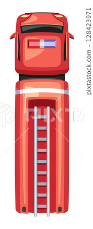 Fire truck rescue vehicle overhead Fire truck rescue vehicle overhead 128423971