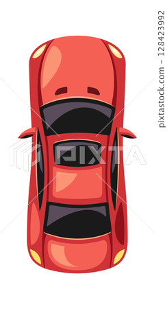 Red car overhead view design Red car overhead view design 128423992