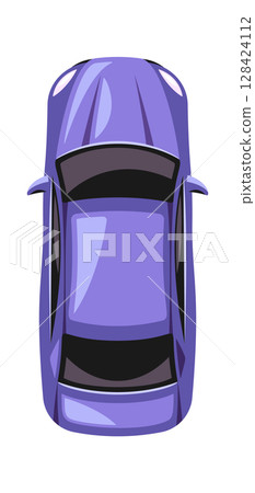 Purple sedan car top view 128424112