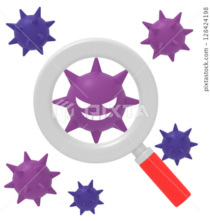 病毒和放大鏡 128424198