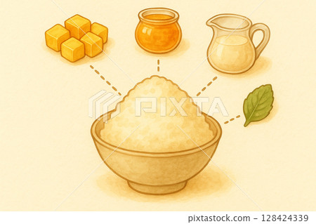 Ingredients and Components of Mango Bingsu 128424339