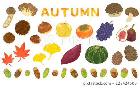 秋季插畫集向量素材 128424506