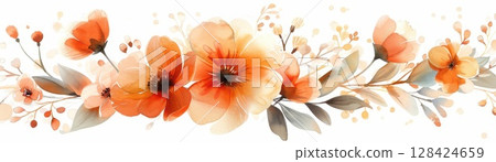 Soft watercolor wildflower with subtle shading, muted tones, isolated on white background, centered composition, tranquil and delicate 128424659