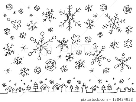 雪花手繪模擬插圖集 雪花手繪模擬插圖集 128424938