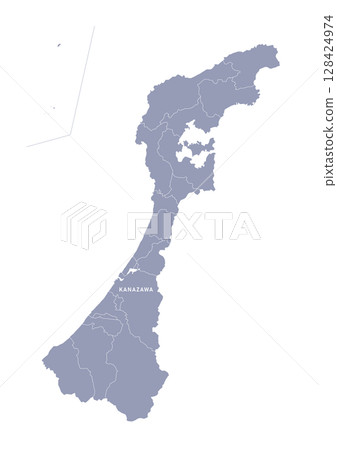 石川縣地圖,行政區劃以灰色顯示 石川縣地圖,行政區劃以灰色顯示 128424974