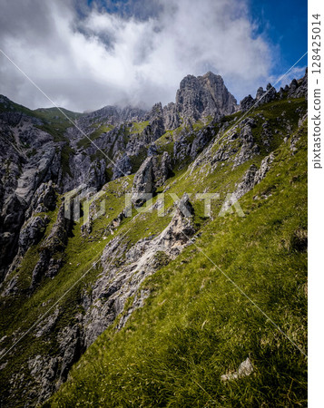 Rugged Alpine Peaks And Verdant Valleys In The Grigna Massif: Scenic Mountain Landscape In Lombardy Region Of Northern Italy Near Lake Como 128425014