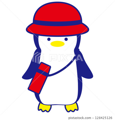 插畫素材戴帽子的企鵝 128425126