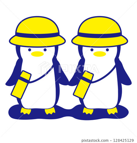 Illustration material: Penguin wearing a hat with shadow Illustration material: Penguin wearing a hat with shadow 128425129