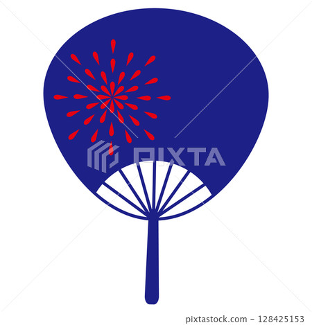 Illustration material: fan, fireworks, blue Illustration material: fan, fireworks, blue 128425153