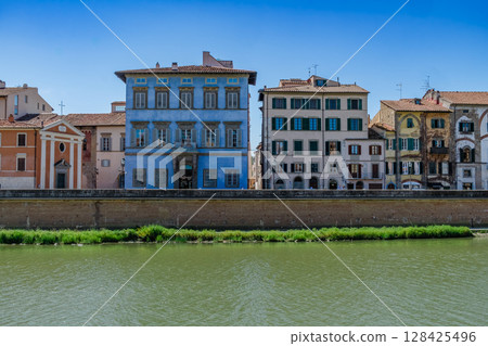 Colorful Riverside Buildings 128425496