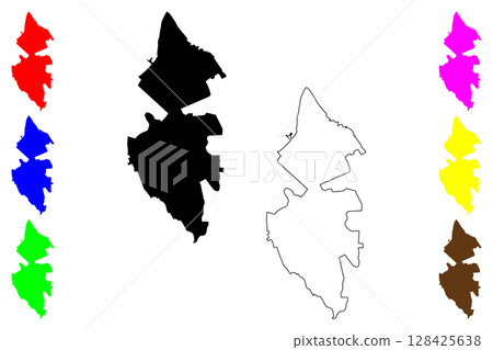 Bushehr city (Islamic Republic of Iran, Persia, IRI, Bushehr province) map vector illustration, scribble sketch Bushehr map 128425638