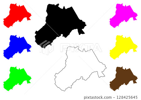 Kashan city (Islamic Republic of Iran, Persia, IRI, Isfahan province) map vector illustration, scribble sketch Kashan map 128425645