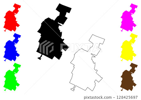Nazar Abad city (Islamic Republic of Iran, Persia, IRI, Alborz province) map vector illustration, scribble sketch Nazarabad map 128425697