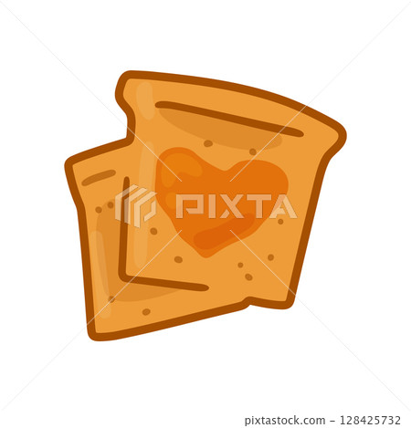 Cartoon Toast with Jam Heart 128425732