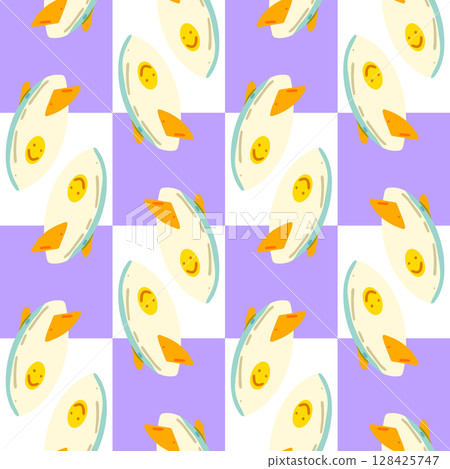 Seamless Surfboard Summer Checker Pattern Seamless Surfboard Summer Checker Pattern 128425747