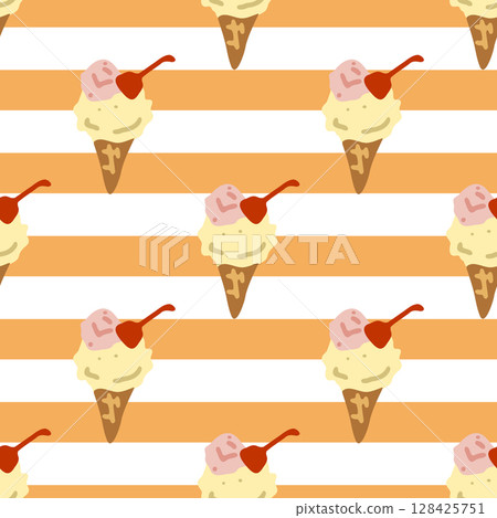 Seamless Ice Cream Stripe Pattern 128425751