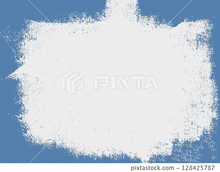 White paint splashing on blue background creating textured frame 128425787