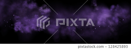 Purple space realistic nebula smoke background. Abstract fog texture and shining stars. Magic colorful galaxy with stardust. Abstract vector illustration Purple space realistic nebula smoke background. Abstract fog texture and shining stars. Magic colorful galaxy with stardust. Abstract vector illustration 128425893