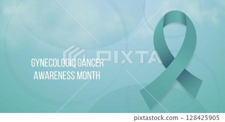 Gynecologic Cancer Awareness Month concept. Banner template with teal ribbon. Vector illustration. Gynecologic Cancer Awareness Month concept. Banner template with teal ribbon. Vector illustration. 128425905
